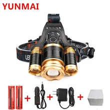 8000Lm высокой мощности T6+ 2Q5 светодио дный фары фар Глава свет лампы факел+ 2x18650 Перезаряжаемые батарея для рыбалки фара