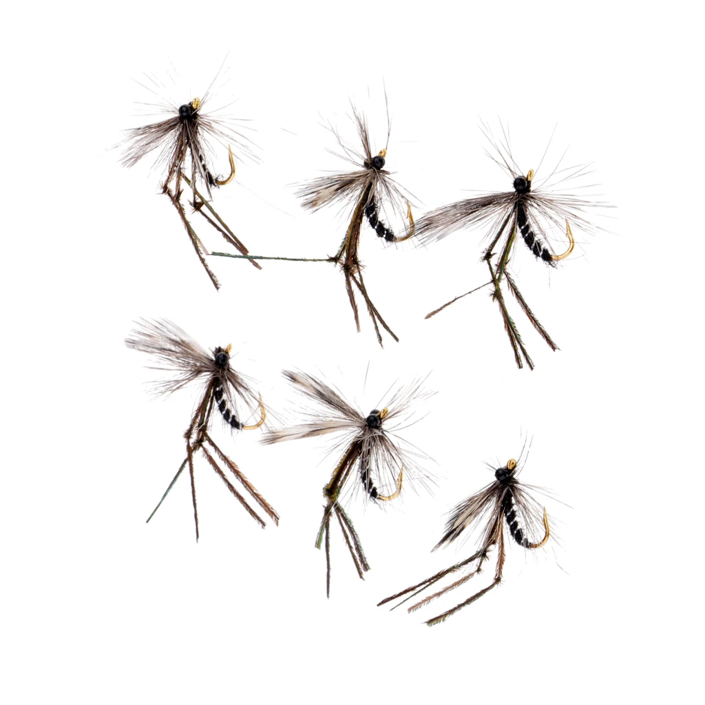 6 pcs Black Mosquito Fly Fishing Flies Dry Flies Fishing Lure Artificial Bait Fish Hook Lure Fishing Baits Bright color