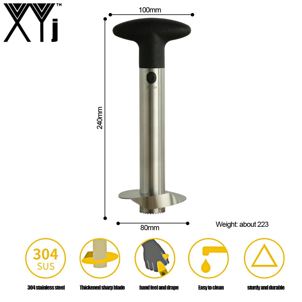 XYj нож для ананаса из нержавеющей стали, слайсер ABS, пластиковые Кухонные инструменты, нож для чистки руля, Режущие кольца с орнаментом в виде фруктов De-Corer
