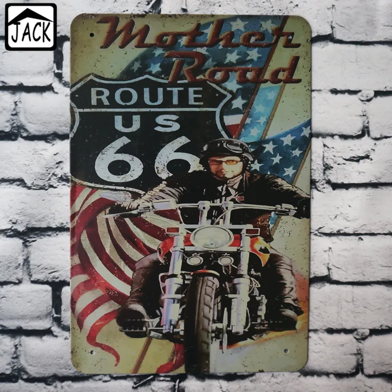 Mother road ROUTE US66 мотоцикл постер металлические оловянные знаки 20х30 см железная