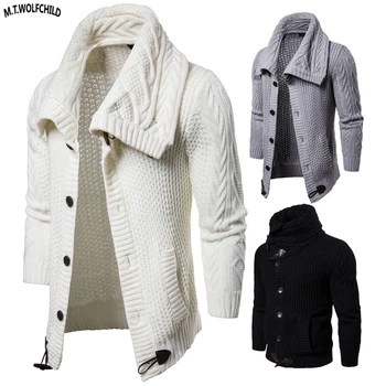 

High quality 2018 Winter mens long sleeve knitted Horn button sweaters casual mens thick knitting outerwear fashion mens top