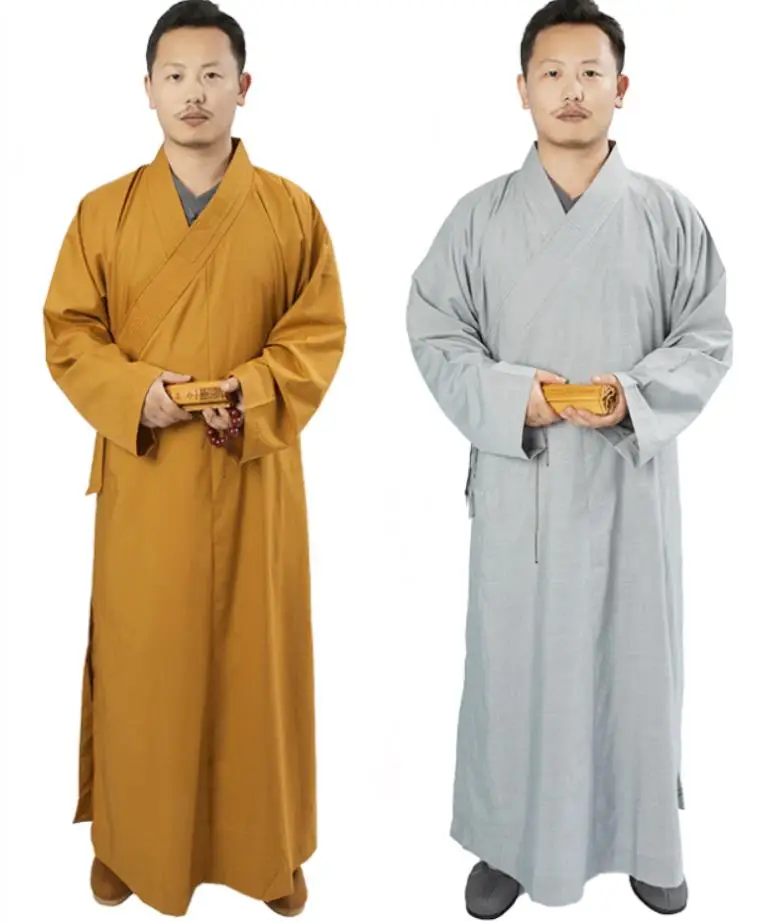 Buddhist Robe Men Women Frock Buddhist Long Clothing Monk Yellow Gray