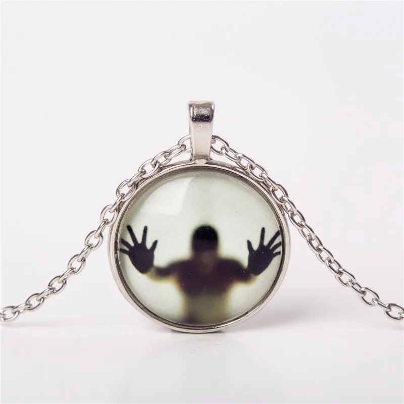 Image 2016 Men Shadow Style Necklace Glass Cabochon Chain Statement Pendant Necklaces Glow In The Dark Nightlight choker