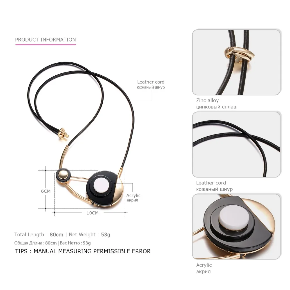 e-Manco Hot Resin Necklace For Women Long Vintage Acrylic Necklace Girl Friendship Gift Ethnic Fashion Jewelry
