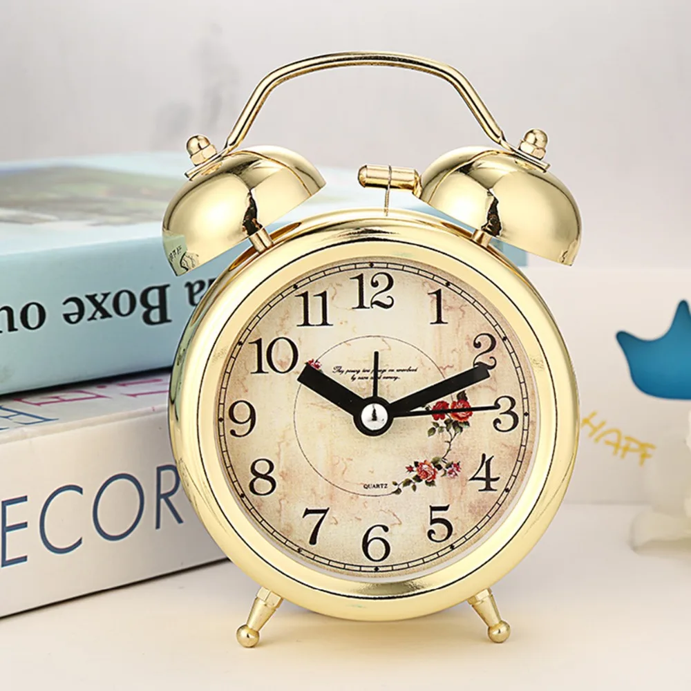Bells Alarm Clocks Belling Golden Silver Classic Vintange Lighting Clocks (1 x AA)alarm clock