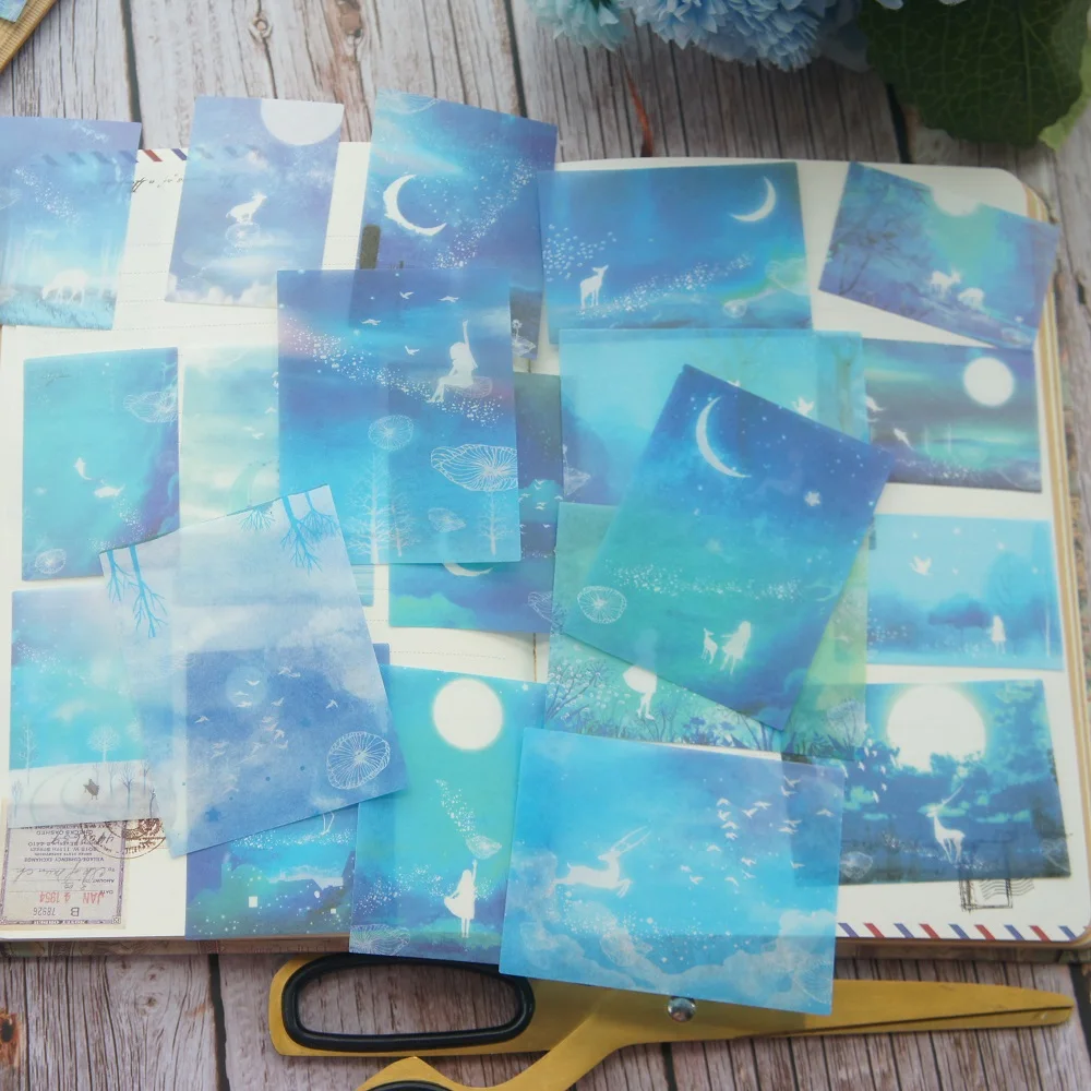 

38pcs Dark Blue Sky Ocean Looking for Light Style Paper Sticker Scrapbooking DIY Gift Packing Label Decoration Tag