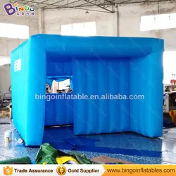 Бесплатная доставка синий цвет надувной куб рекламы палатка индивидуальные дома типа 3x3x2 метров взорвать палатка игрушка палатка