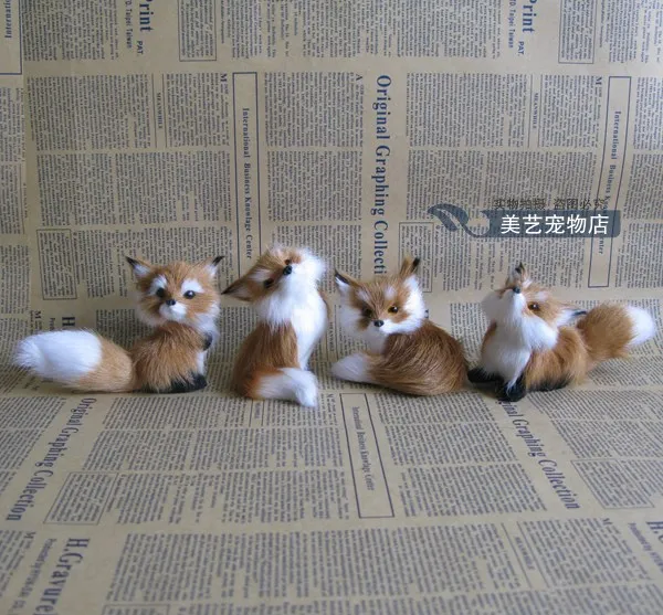 

simulation fox model polyethylene& fur about 8cm brown foxes toy,one lot/ 4 pieces handicraft,home Decoration xmas gift b3601