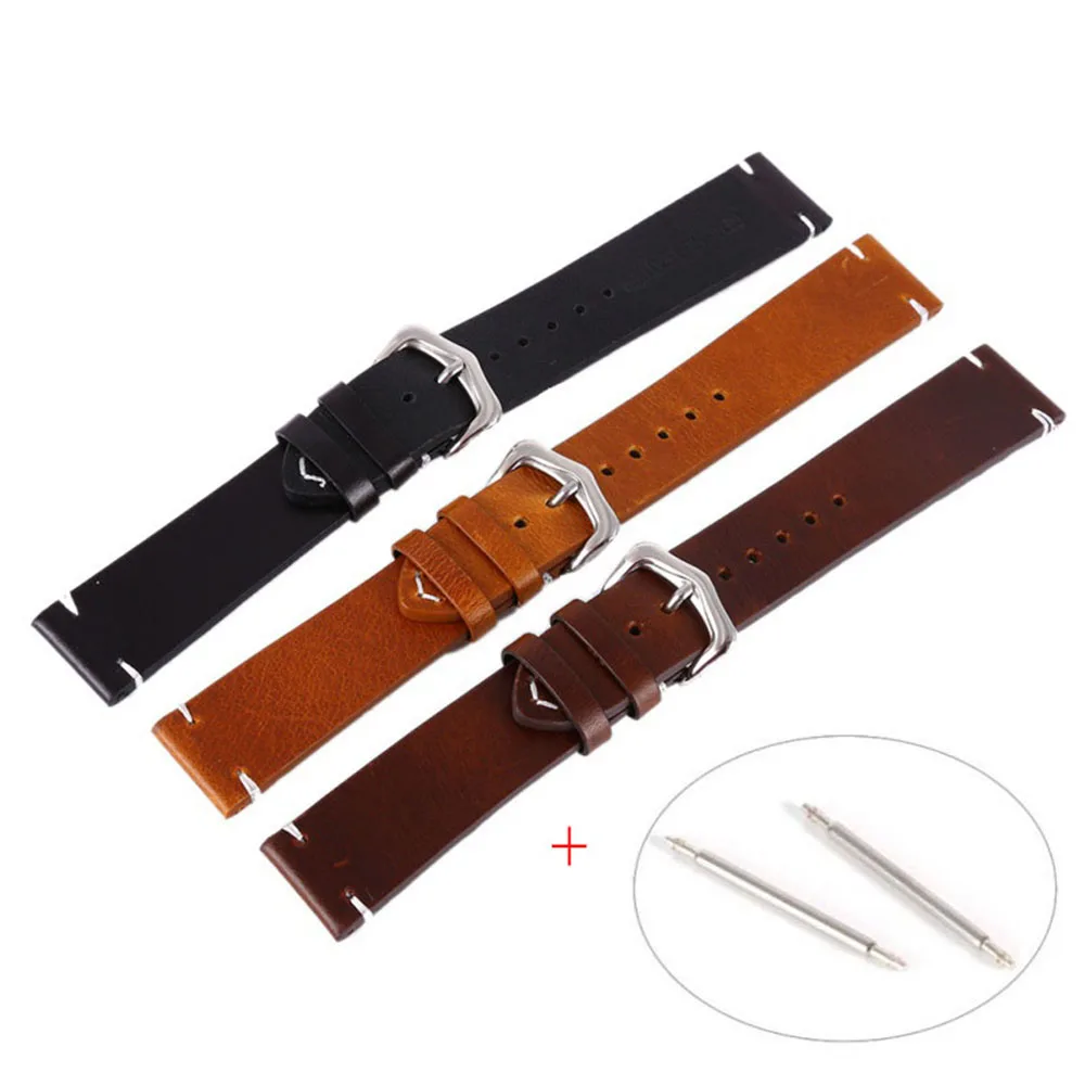 

Black Wax Oil Skin Watch Straps Vintage Genuine Leather Watchband Calfskin Watch Straps 18mm 20mm 22mm Brown Stainless Bracelet