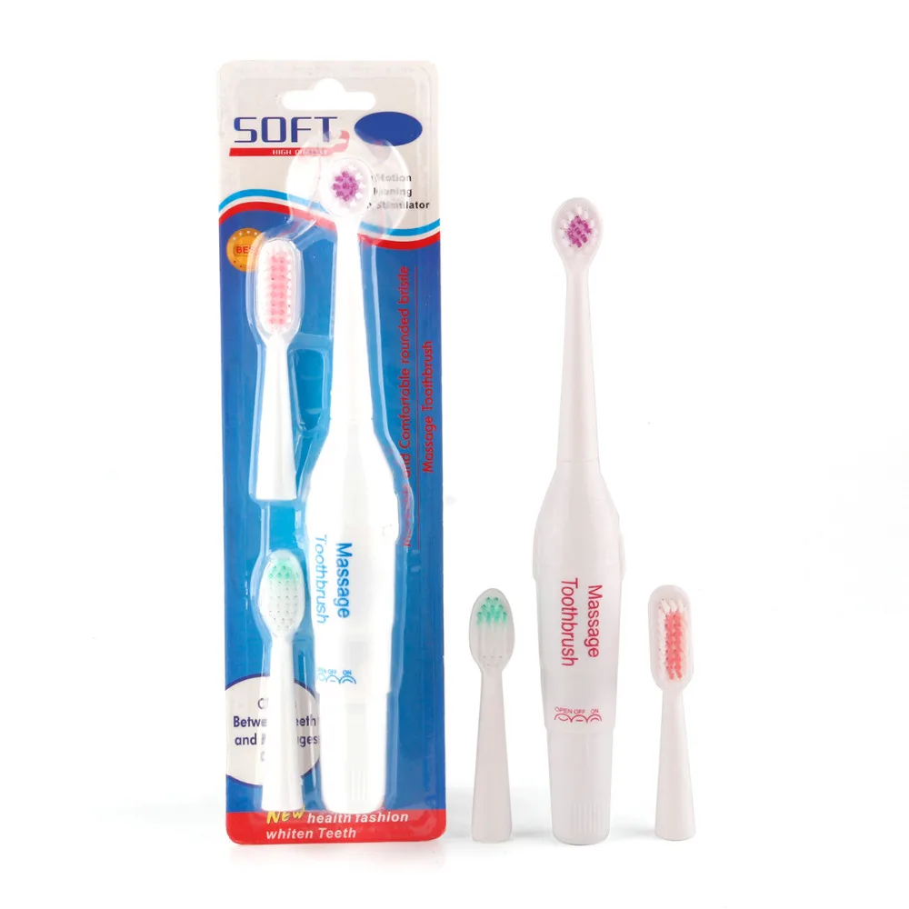 

1Pcs Battery Operated Electric Toothbrush with 3 Brush Heads Oral Hygiene Health Products No Rechargeable Tooth Brush