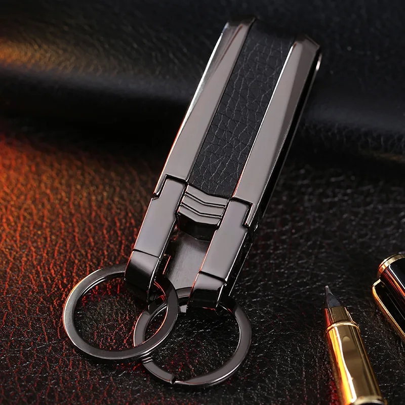 

double loops hanging keychain key ring high quaity car key chain key holder clip on belt sleutelhanger chaveiro llaveros hombre