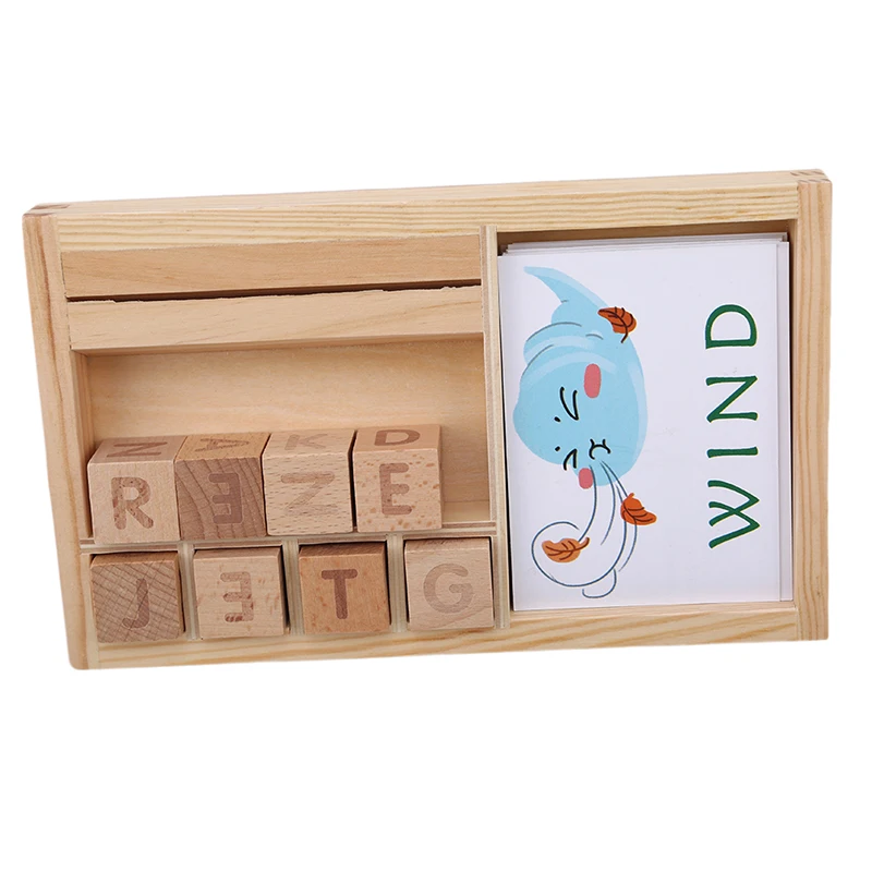 Wooden Cognitive Puzzle Cards Cardboard New Baby Educational Toys Learning English Wooden Baby Montessori Materials Math Toys