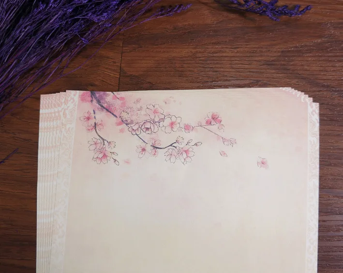 80pcs paper letter set Chinese style Souvenirs gifts writing vintage retro ancient Ink painting Sakura flower storage