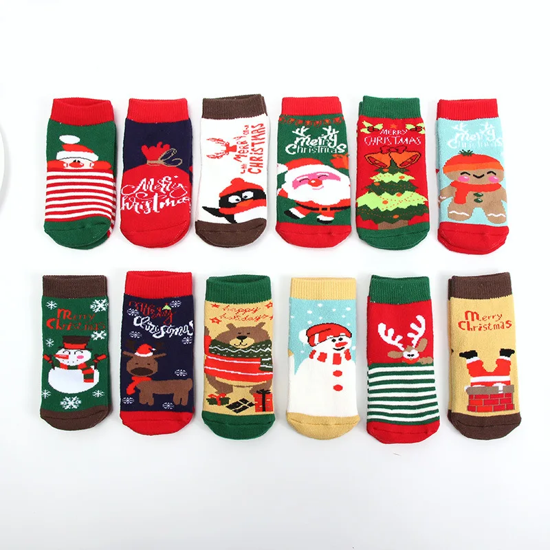 

3 Pairs Newborn Baby Socks Cute Cartoon Printing Santa Claus Autumn Wither Casual Kids Socks Christmas Socks Wholesale