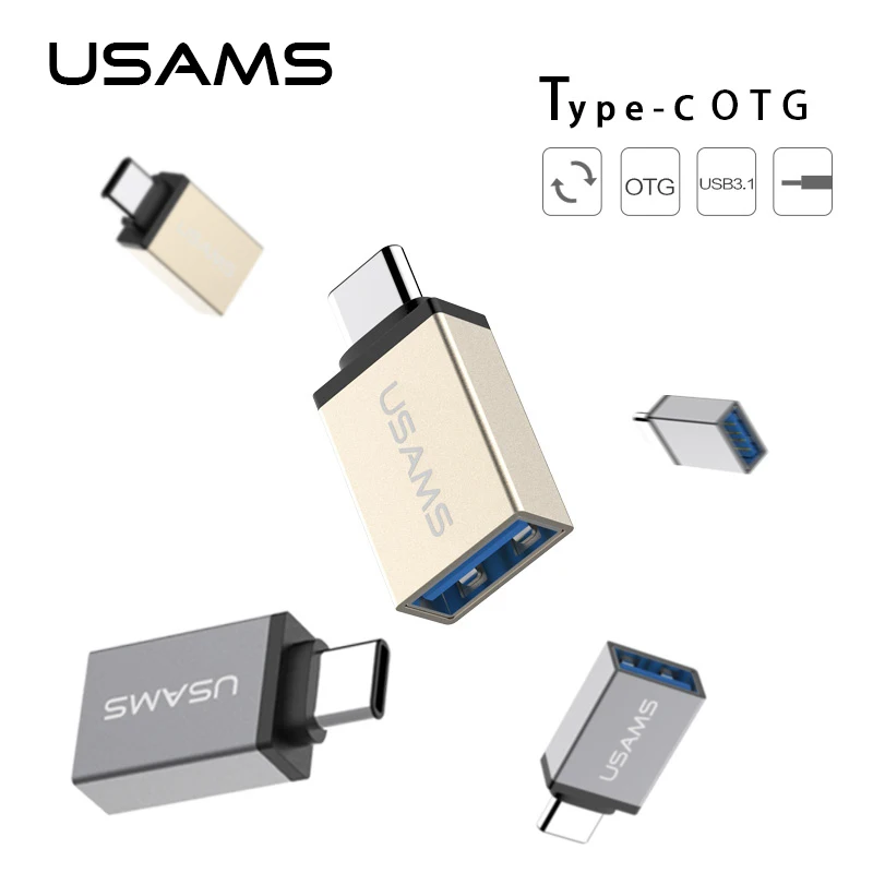 USAMS металлический USB C Type папа к 3 1 Женский Для xiaomi 4c конвертер адаптер OTG функция