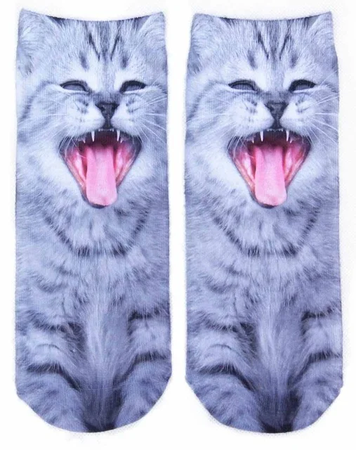 Модные женские носки с 3D принтом креативные носки с котом каваи короткие носки из хлопка с глубоким вырезом Забавные милые повседневные носки дропшиппинг - Цвет: 7