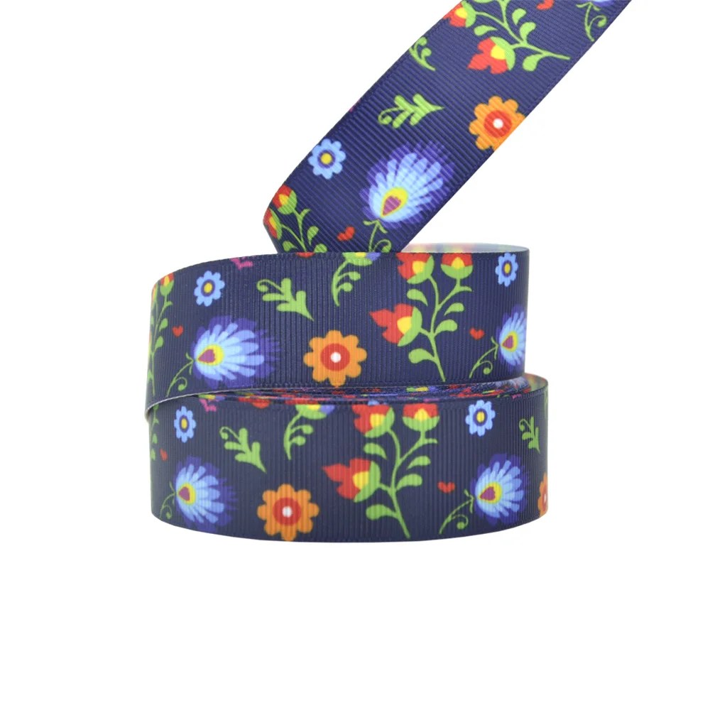 Ribbon Decoration Ribbon Supplies Grosgrain Ribbon 1" 25 mm 5 yards Flowers printed grosgrain ribbon Wedding Party Decorative ribbons DIY hair bows handmade Accessories