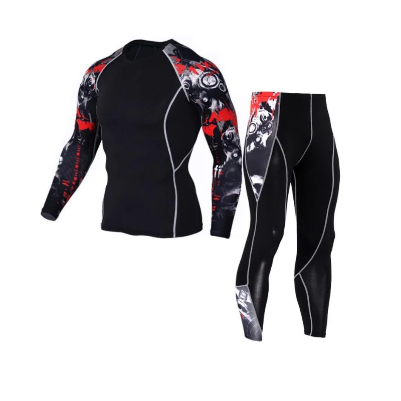 

COCCEDDB Muscle Men 3D Prints Compression Shirts T-shirt Long Sleeves Thermal Under Top MMA Rashguard Fitness Base Layer Weight