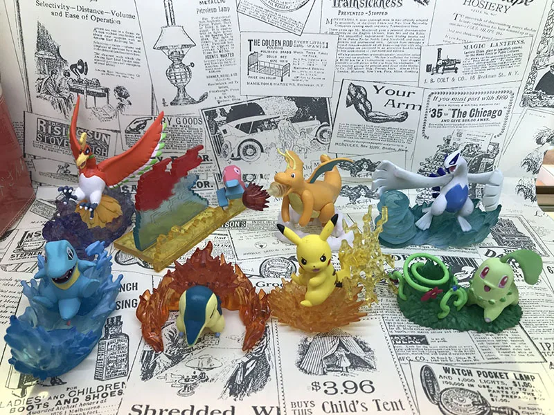 8 шт./компл. аниме персонаж Charizard Chikorita Lugia фигурка игрушки дети подарки pkm в бою