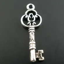 DoreenBeads, Цинковый металлический сплав, подвески для ключей, античный серебряный узор, 29,0 мм(1 1/") x 10,0 мм(3/8"), 10 шт., новинка