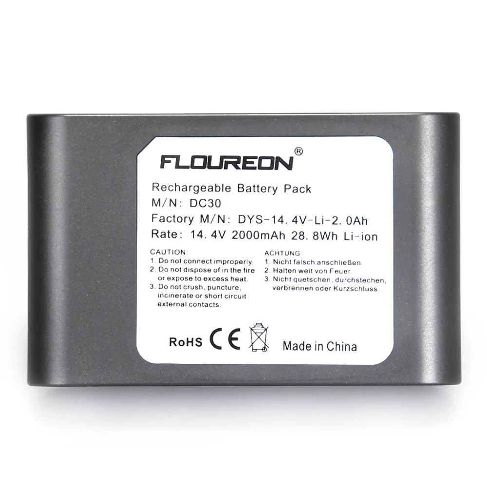 FLOUREON 14,4 V 2000mAh аккумулятор для пылесоса Dyson DC30 917083-02 17183-01-03 17083-4810 литий-ионная батарея, совместимая с 14,8 V