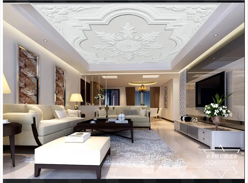 Индивидуальные 3d потолочные фрески обои 3D стерео элегантный современный простой европейский гипсовый потолок обои для декора гостиной