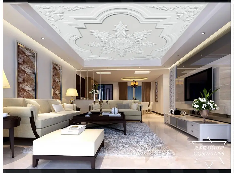 Us 1179 55 Di Scontosu Misura 3d Soffitto Murales Carta Da Parati 3d Stereo Elegante Soffitto Di Gesso Di Trasporto Moderno Semplice Europeo Carta