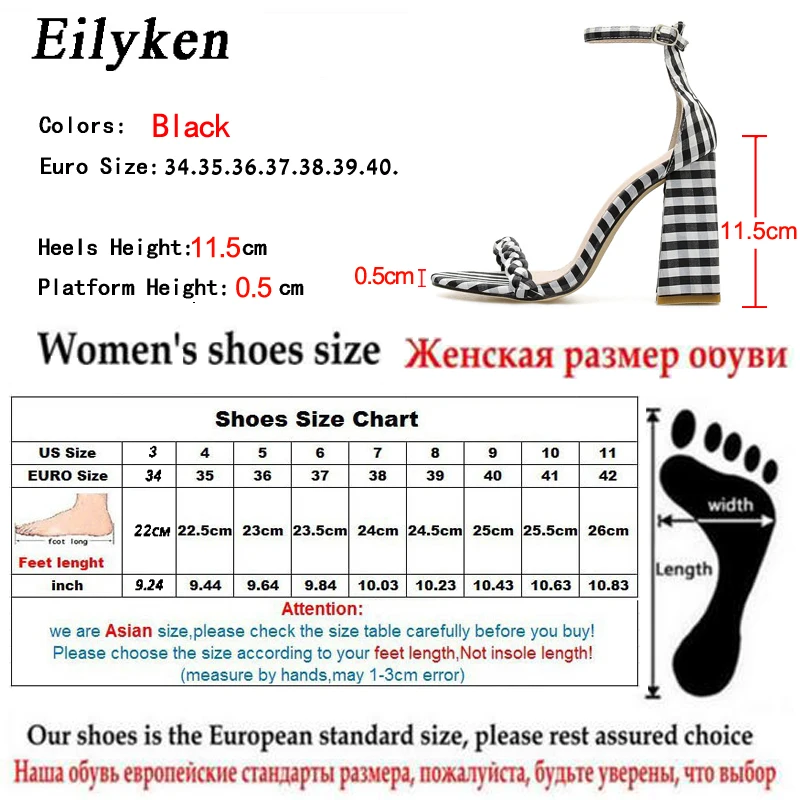 Eilyken/модные милые летние босоножки на высоком каблуке; женские Босоножки с открытым носком и ремешком на щиколотке с пряжкой; женская модельная обувь для вечеринок