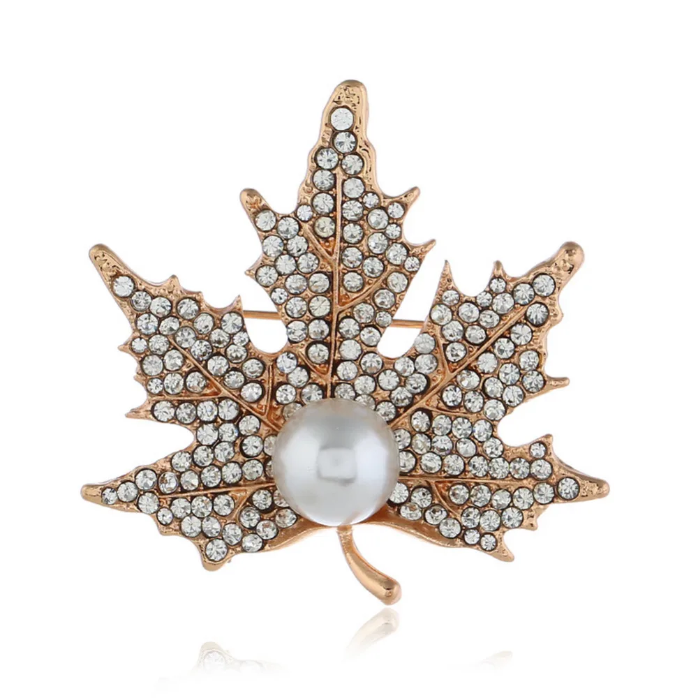 Rhinestone Maple Leaf Brooch Pin Simple Breastpin Corsage Sweater Accessories | Украшения и аксессуары