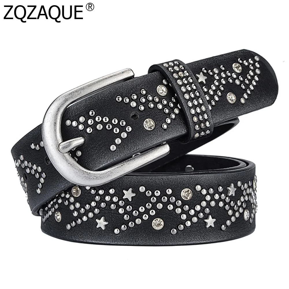 European and American Diamonds Rivet Decor Belt For Women Fashion Jeans Belts Hot Sale Female ...