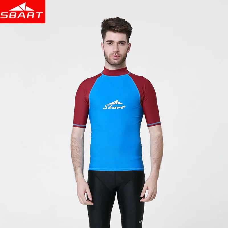 SBART Men's lycra Surf Short Sleeve Wet Suits Tops Anti UV Quick Dry