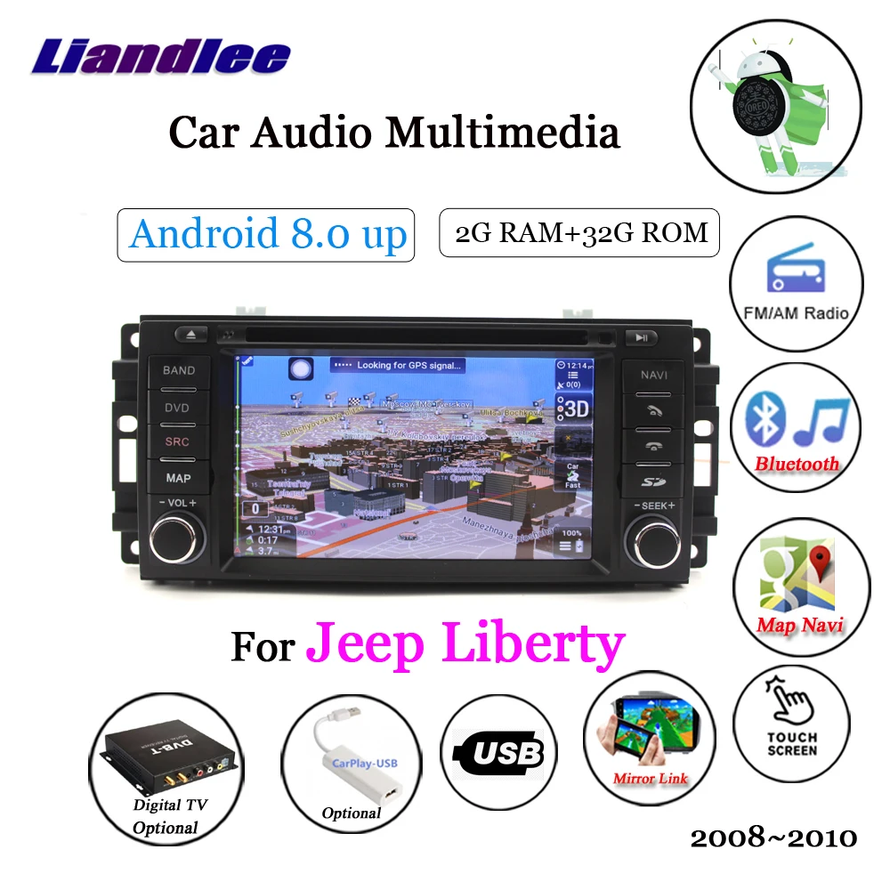 Cheap Liandlee Android 8 For Jeep Liberty 2008~2013 Stereo Stereo Car Radio Carplay TV Wifi BT CD DVD GPS Map Navi Navigation System 1