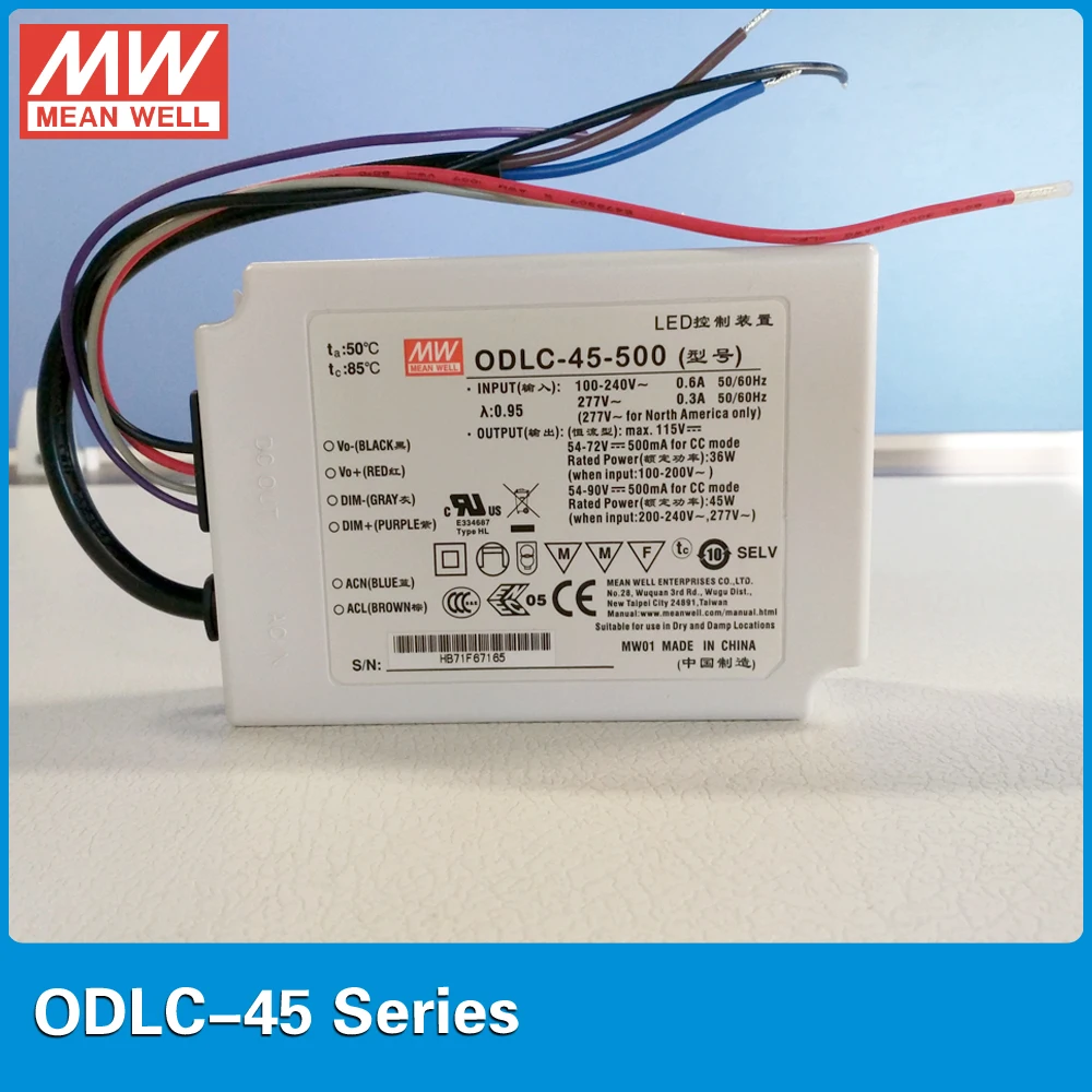 Original MEAN WELL constant current Flicker free LED driver ODLC-45-350 output 33.25W 350mA 57~95V 0~10VDC or PWM signal dimming Original MEAN WELL constant current Flicker free LED driver ODLC-45-350 output 33.25W 350mA 57~95V 0~10VDC or PWM signal dimming