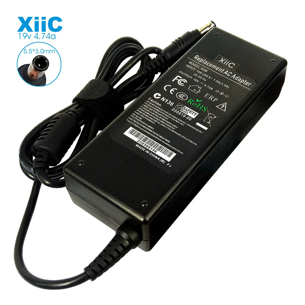 

XiiC 19V 4.74A 5.5*3.0mm AC Power Supply Charger For Samsung Notebook R540 R530 R510 R580 R428 R720 R520 R522 R65 Laptop Adapter