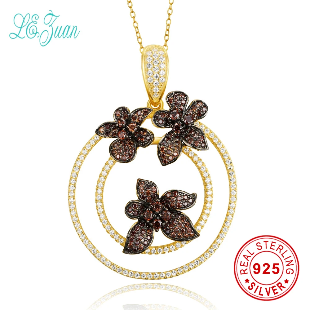 

l&zuan Silver 925 Jewelry Vintage Collane Statement Necklace Round With Flower Multicolor Zircon Pendant Necklace For Women Gift