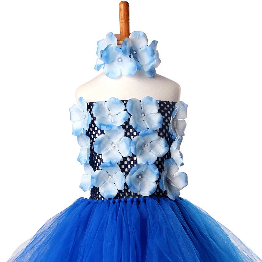 Elegant Floral Girls Tutu Dress with Pearl Centers for Wedding Birthday Party or Photo Shoot Children Flower Tulle (6)
