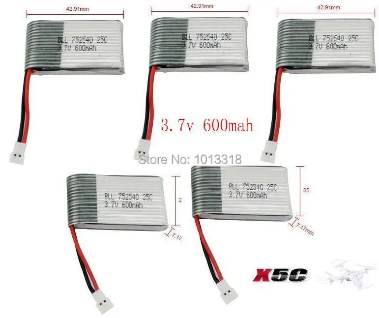 

Ewellsold X5C X5A X5SC X5SW 4CH 2.4G 6 Axis Quadcopter upgraded 3.7V 600mAh Li-Polymer battery