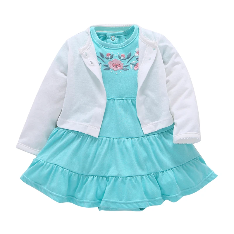 Боди для новорожденных девочек г. Лето-осень, милые мягкие хлопковые комплекты из 2 предметов, пальто+ боди с короткими рукавами, платье