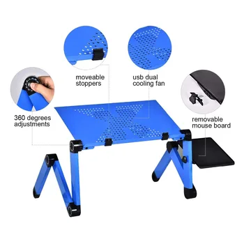 

Alloy Laptop Table Simple Portable Folding Computer Desk Adjustable Laptop Desk With Mouse Pad Cooling Fans