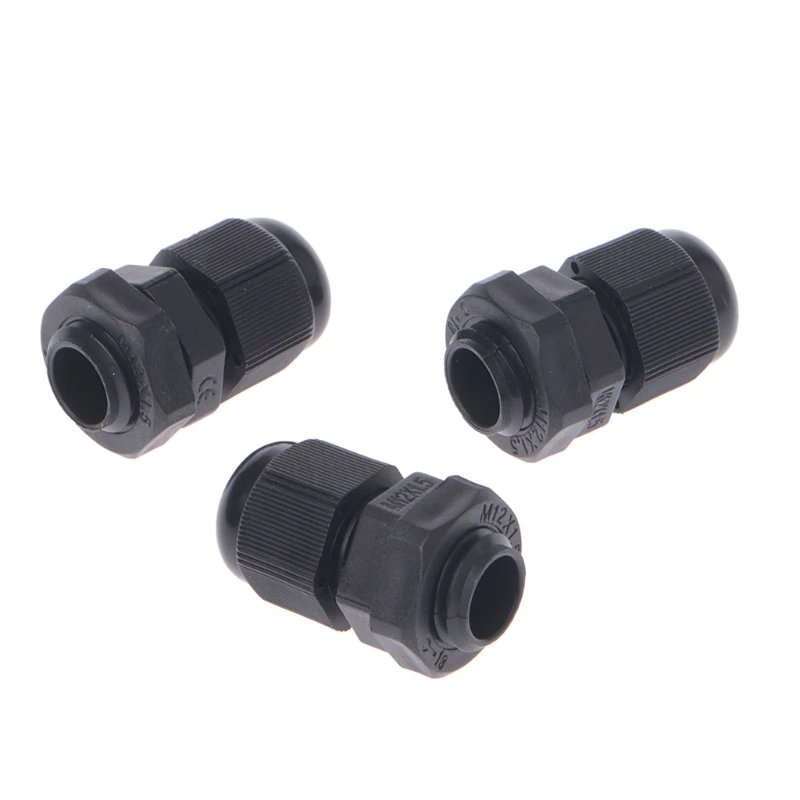 

5 Pcs 12mm Compression Cable Glands Black Waterproof IP68 M12 TRS Stuffing Gland