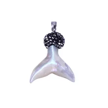 Natural Shell Fishtail Pave Rhinestone Pendant Charm Special Druzy Gem Pendant for Necklace Making