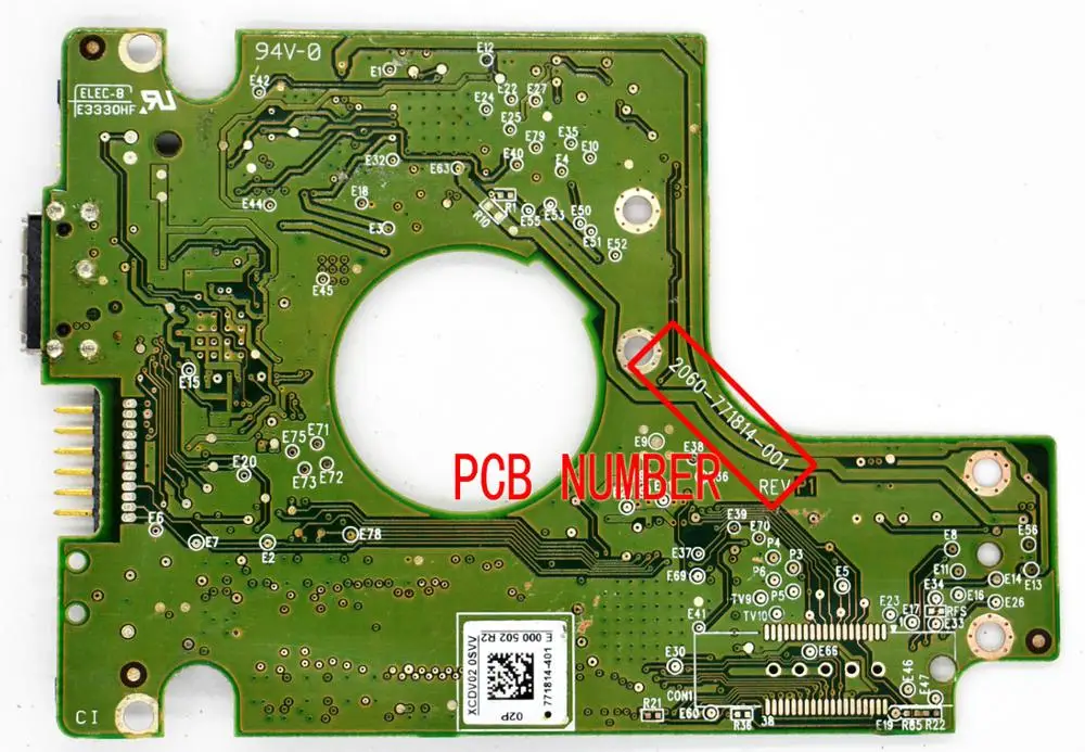 WD5000BMVW/Jia Yuan Sheng HDD PCB/2060-771814-001 REV P1, 2060-771814-001 REV A 2060 771814 001/771814-401, 771814-901