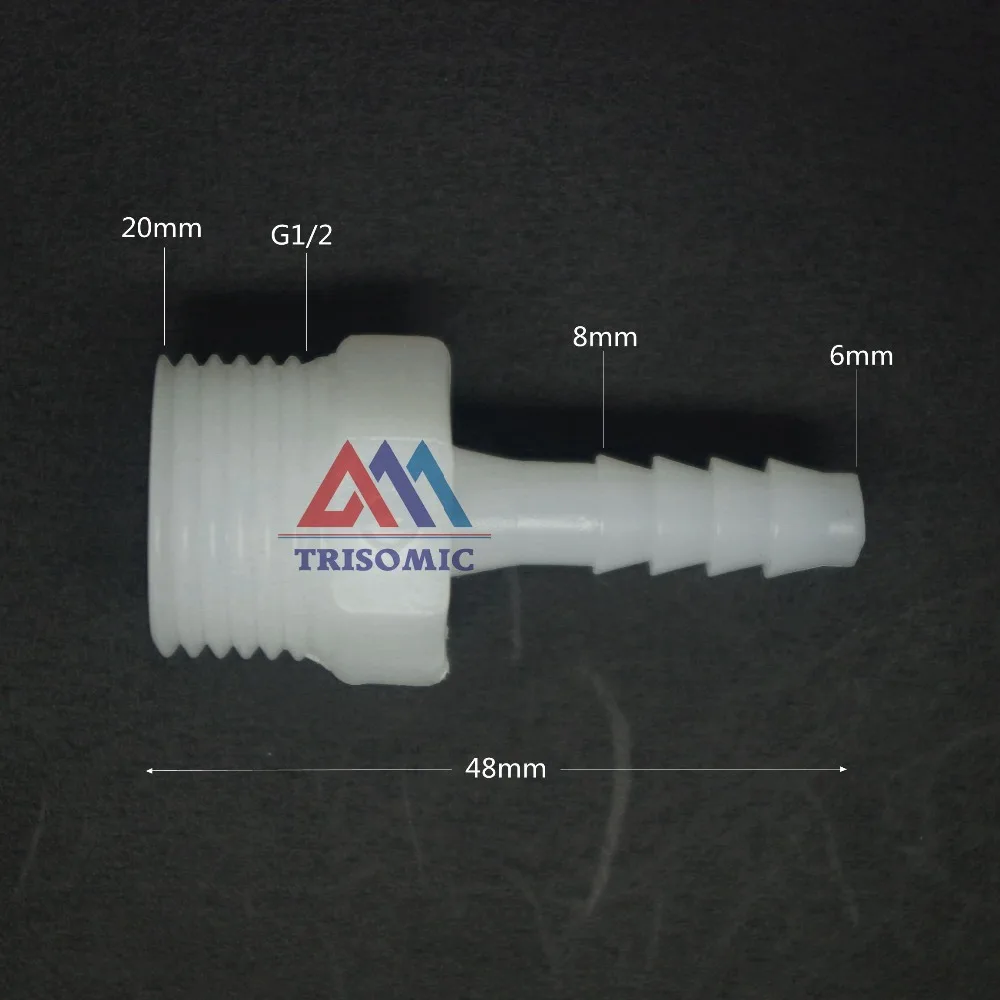 Прямой коннектор 6mm G1/2 пластиковый штуцер для труб колючий Соединитель с резьбой