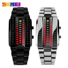 Luxury Lovers’ Wristwatch Waterproof Men Women Stainless Steel Red Binary Luminous LED Electronic Display Sport Watches Fashion