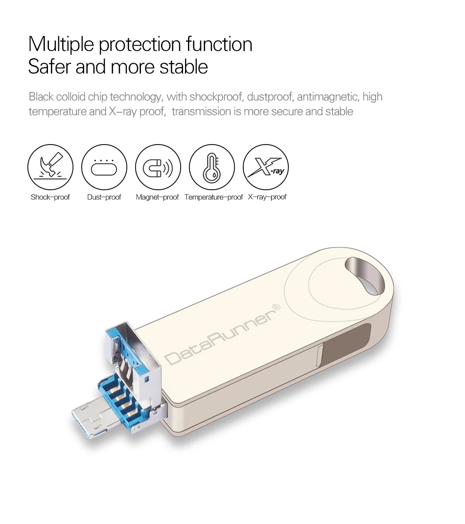 DataRunner OTG USB флеш-накопитель для iOS/Android/PC 3 в 1 микро Usb флешка 3,0 128 Гб 64 ГБ 32 ГБ 16 ГБ флэш-диск флешка