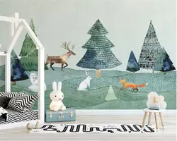 Beibehang индивидуальный заказ фото обои рисованной Лось Лес животных Детская комната задний план стены 3d papel де parede