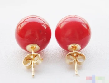 

wyan hot sell new - 1371 round red coral bead stud earring