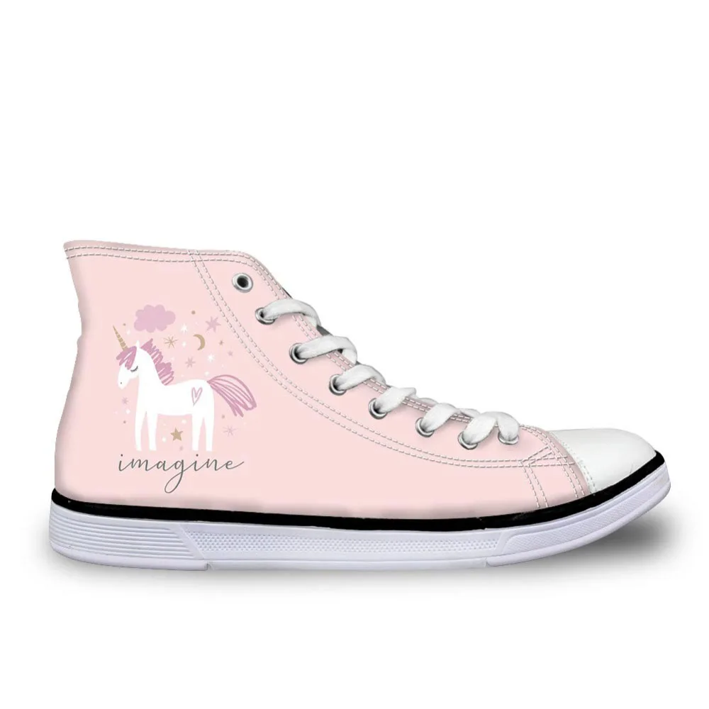 

Lady Pink Designer Sneakers Animals Unicorn Printed Canvas Shoes Casual Femme Spring Autumn High Top Vulcanize Shoes
