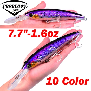 

5pc/Lot New design Painting Fishing lure 46.5g-1.64oz Minnow Lures with 2/0# Hooks 10 color Fishing Bait 19.5cm-7.68" Hard Bait