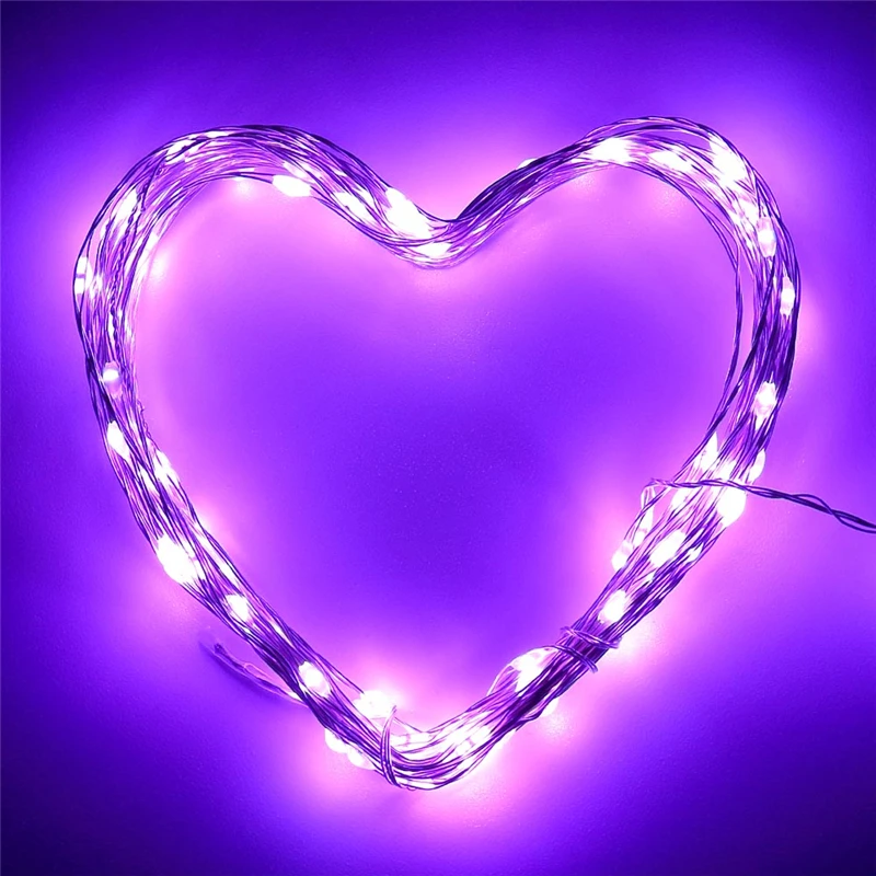 New Romantic Purple 120 LED Fairy Starry Copper Wire Lights Solar